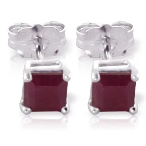 0.8 Carat 14K Solid White Gold Join Forces Ruby Earrings