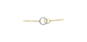 10K Yellow Gold Diamond Double Circle Bracelet 7-7.5"