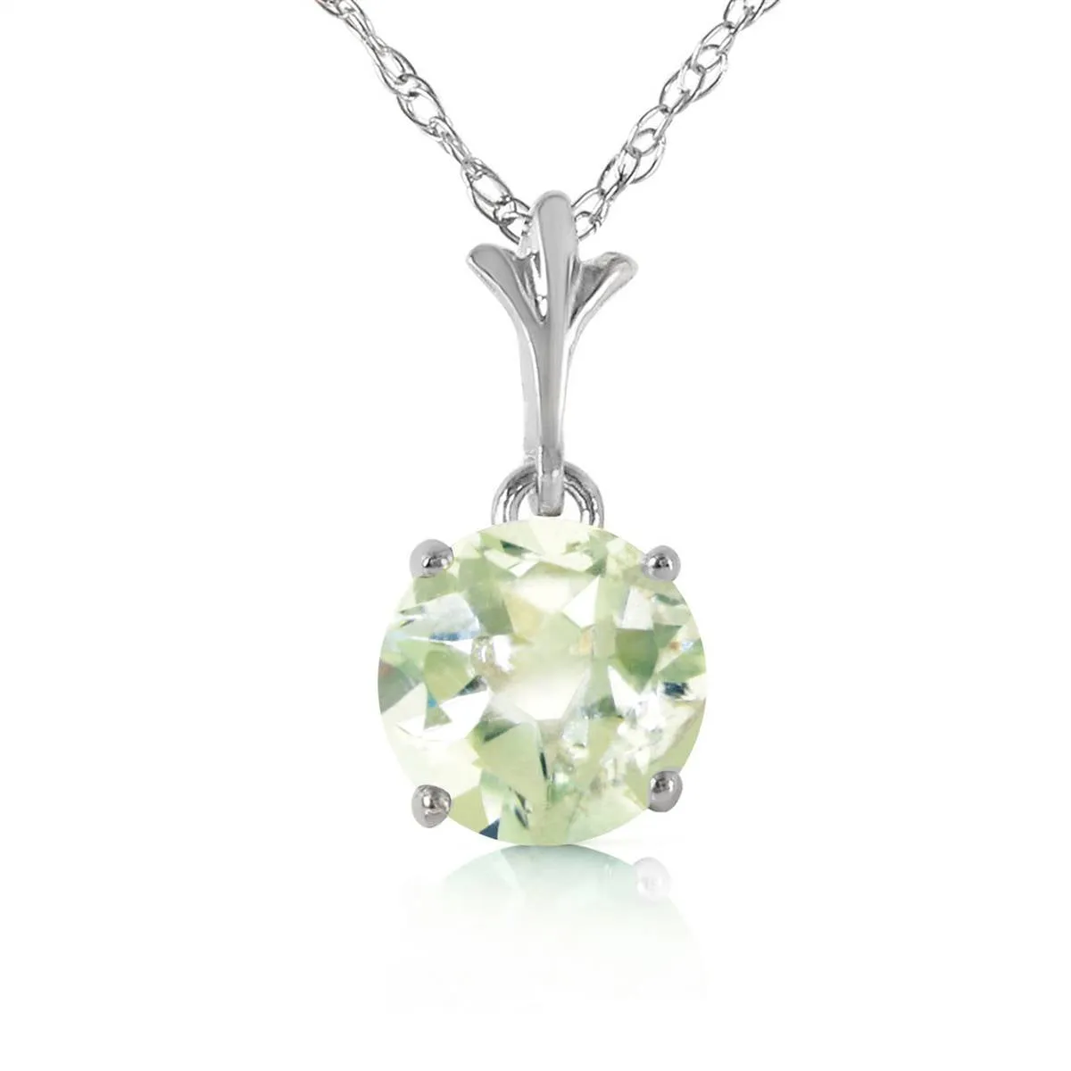 1.15 Carat 14K Solid White Gold Enter Together Green Amethyst Necklace