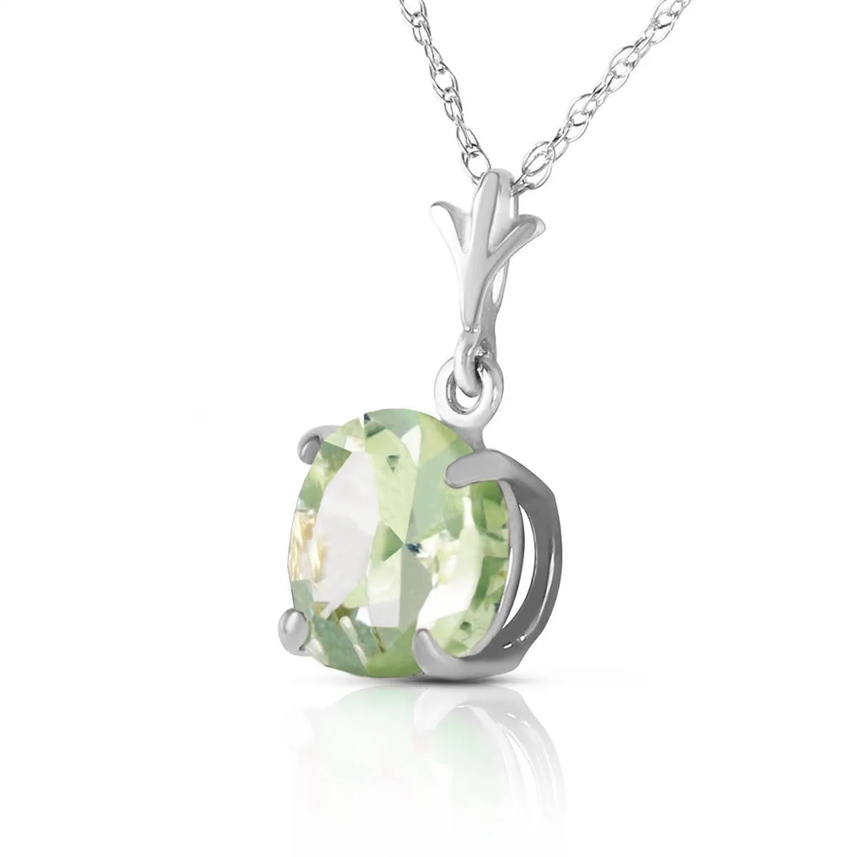 1.15 Carat 14K Solid White Gold Enter Together Green Amethyst Necklace