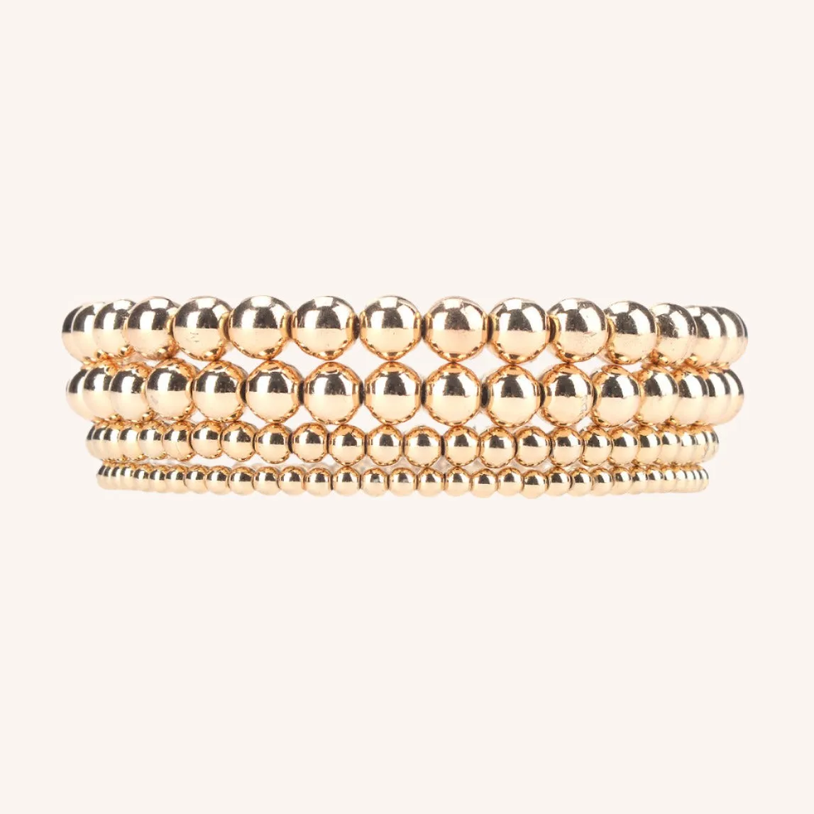 14K Gold Beaded Sphere Bracelet Stackable Set