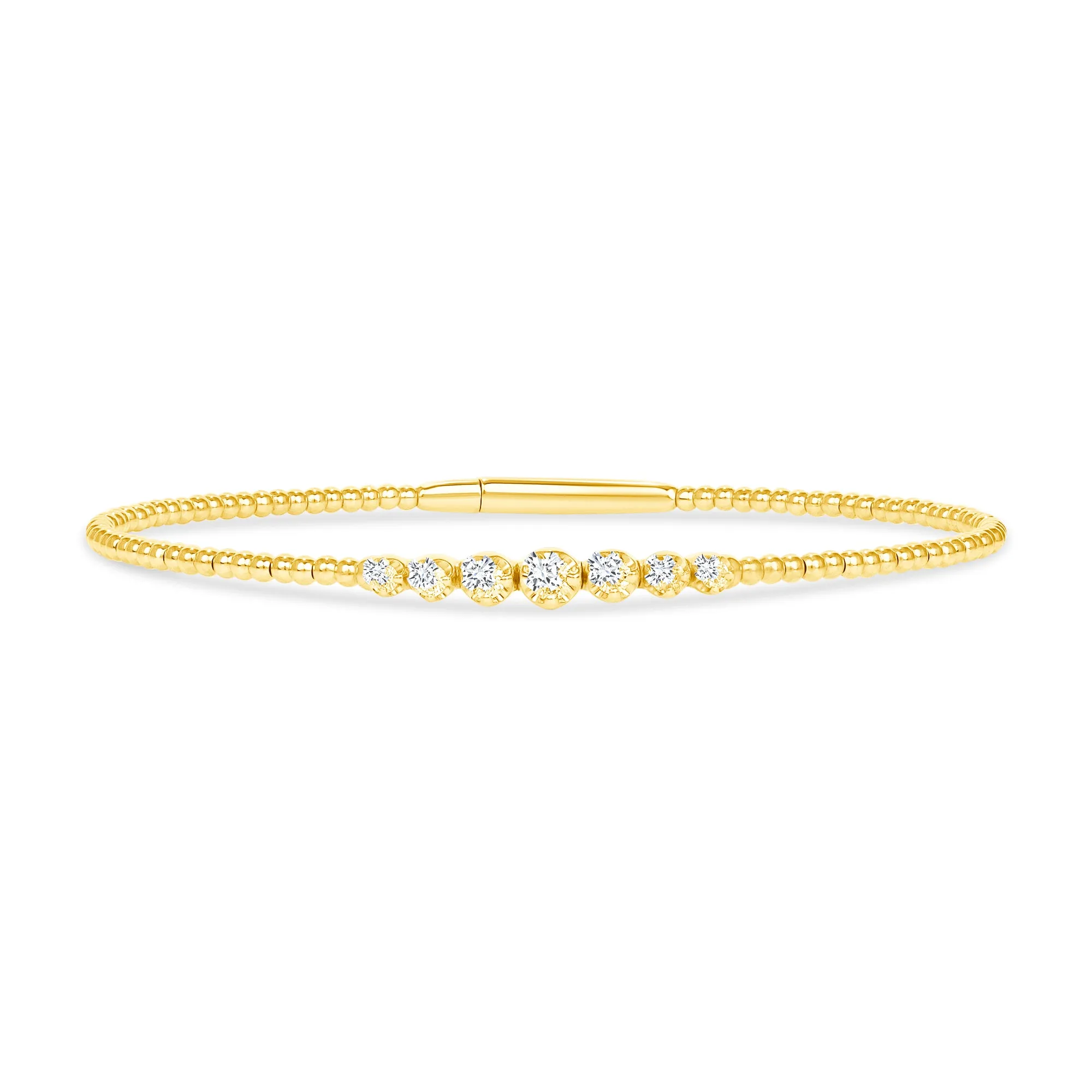 14k Gold Bubble 5-Round Diamond Bangle