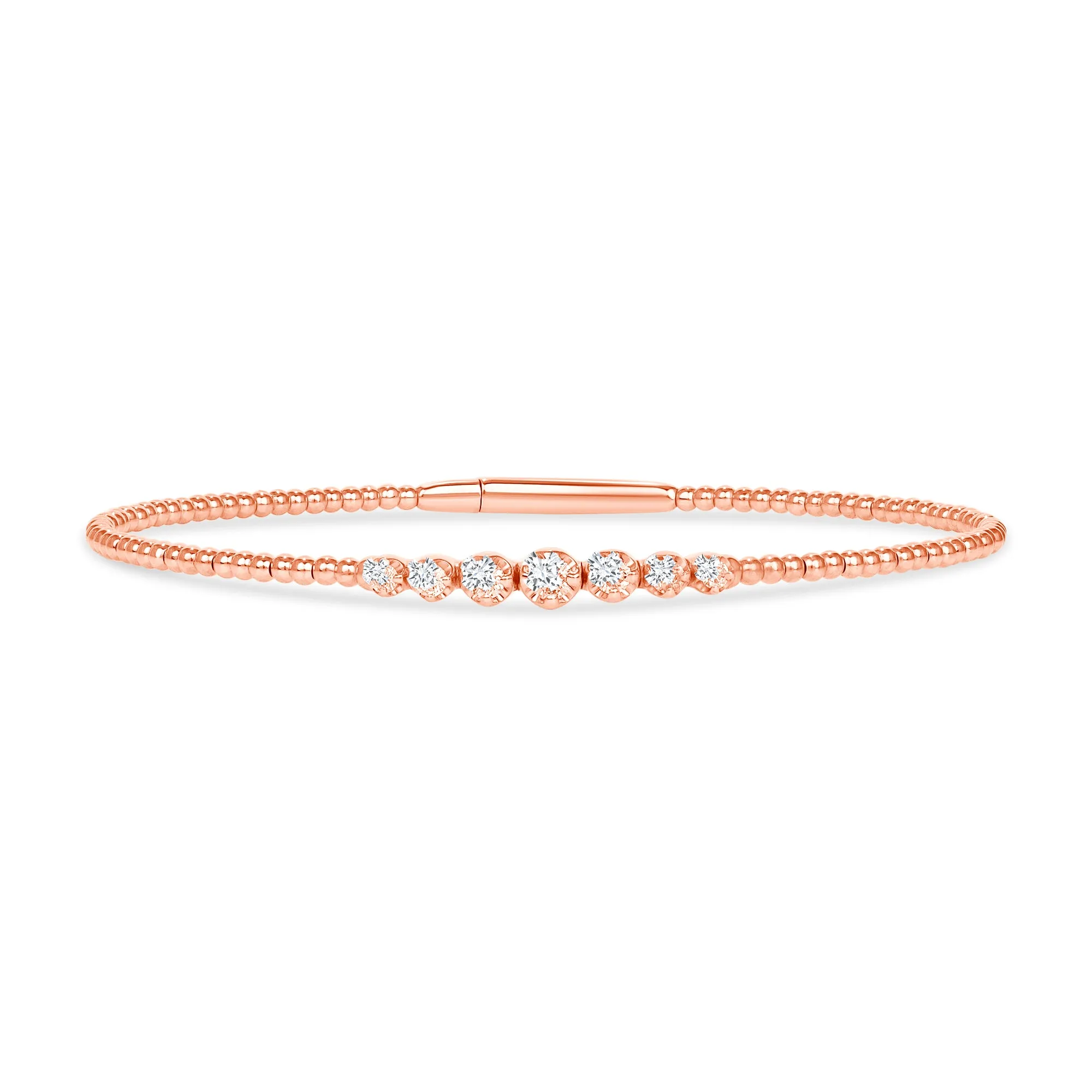 14k Gold Bubble 5-Round Diamond Bangle