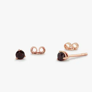 14K Gold Round Cut Ruby Stud Earrings