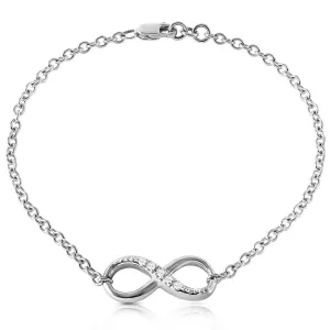 14K Solid White Gold Infiniti Bracelet w/ Natural Diamonds