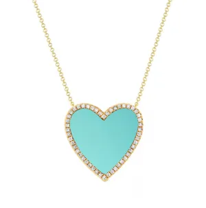 14k Turquoise  Heart  Necklace