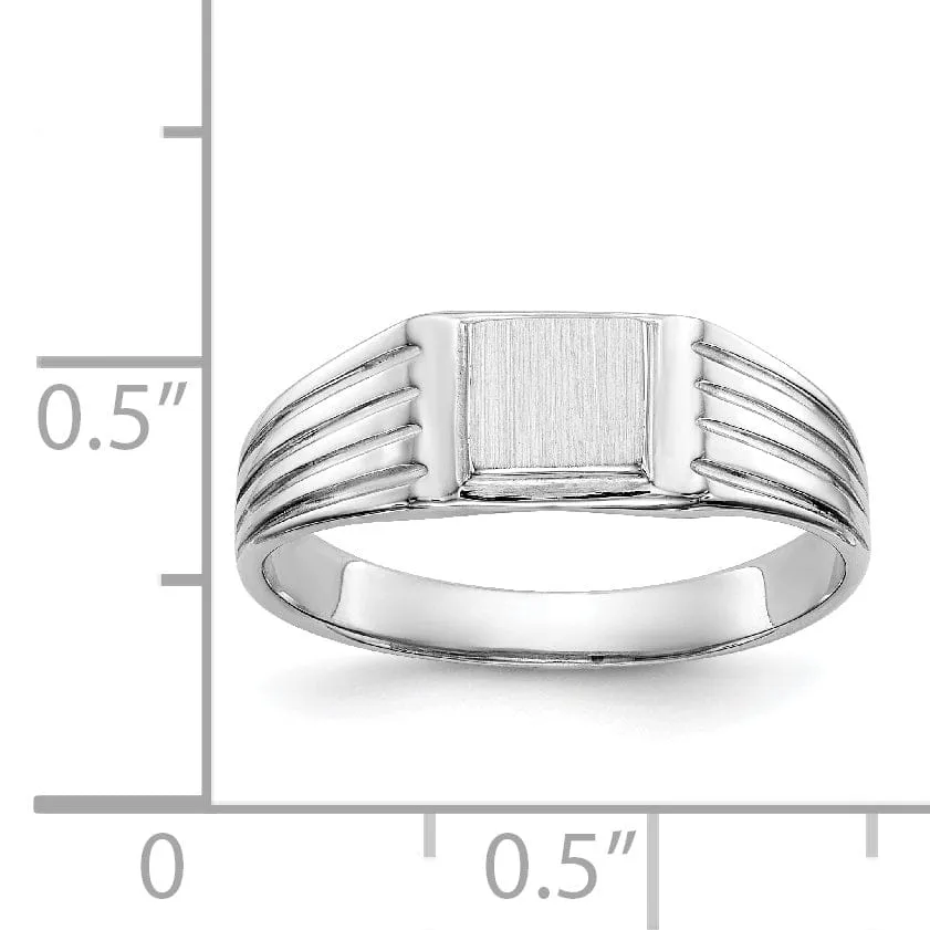 14k White Gold Engraveable Signet Children's Ring