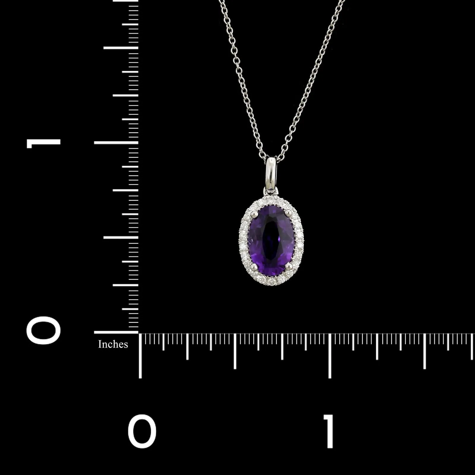 14K White Gold Estate Amethyst and Diamond Necklace