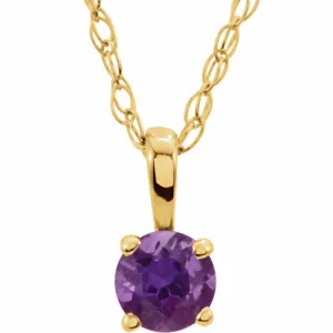 14K Yellow 3 mm Imitation Amethyst Youth Solitaire 14" Necklace