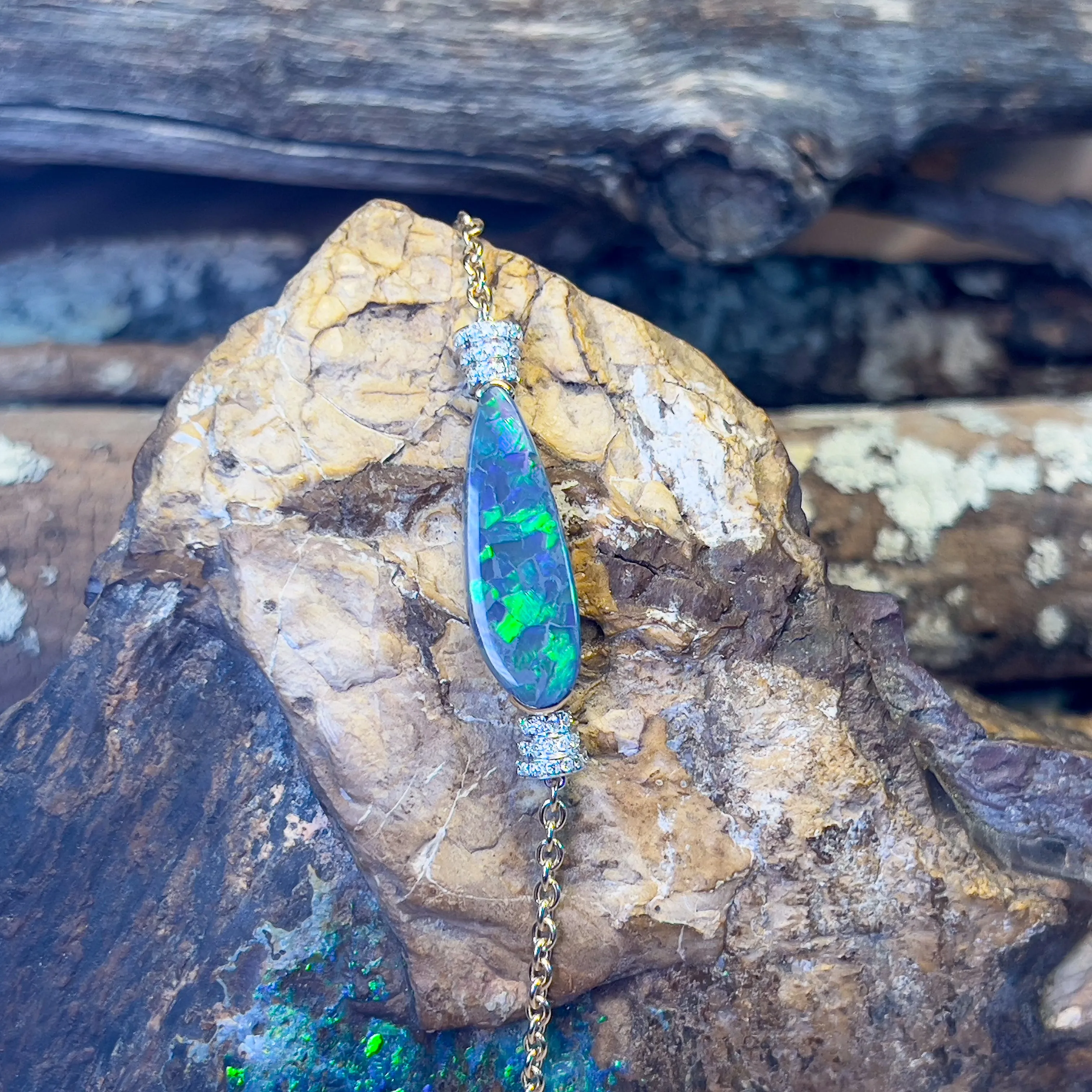 14kt Yellow Gold Black Opal and diamond bracelet