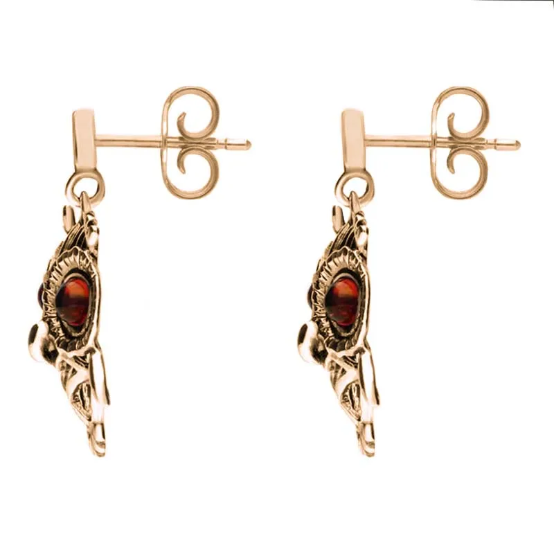 18ct Rose Gold Amber Orange Owl Stud Earrings