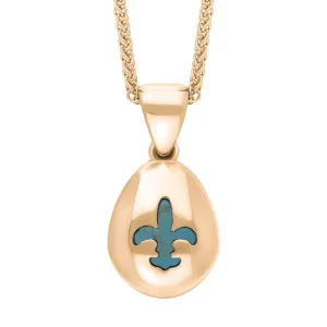 18ct Rose Gold Turquoise Fleur De Lis Pear Shape Necklace