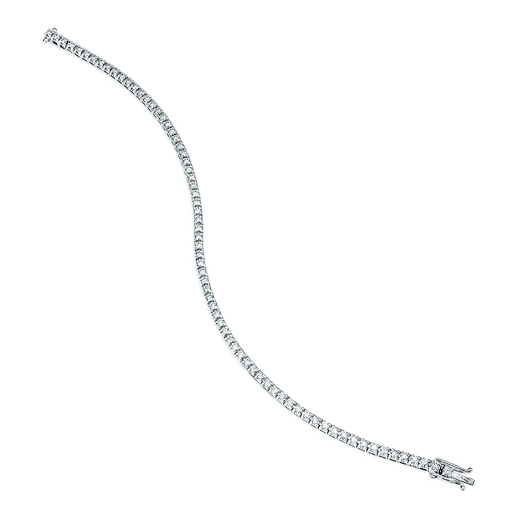 18ct White Gold Brilliant Cut Diamonds Claw Set Line Bracelet