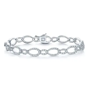 18ct White Gold Diamond Set Oval Link Bracelet