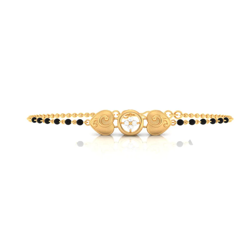 18k Unique Gold Mangalsutra Bracelet With Four Diamonds From Pc Chandra Diamond Mangalsutra Collection