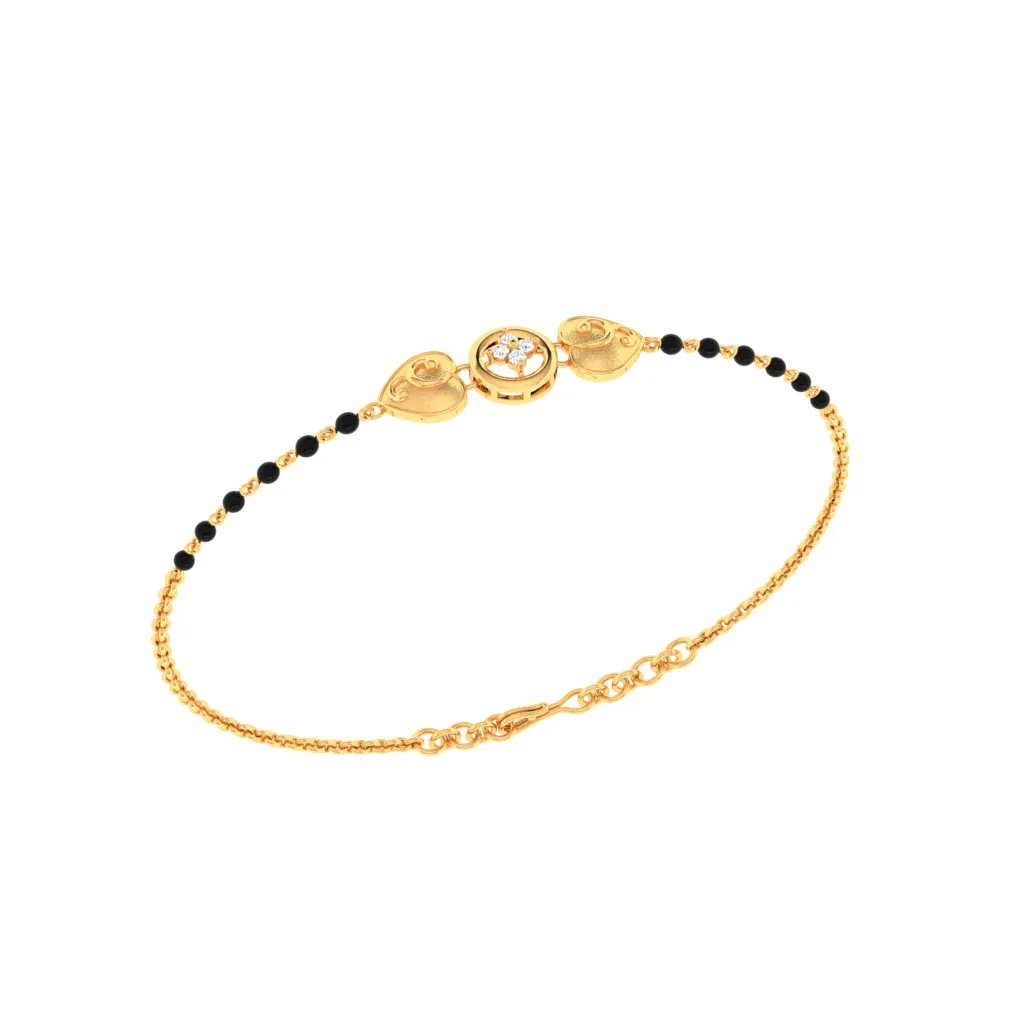 18k Unique Gold Mangalsutra Bracelet With Four Diamonds From Pc Chandra Diamond Mangalsutra Collection