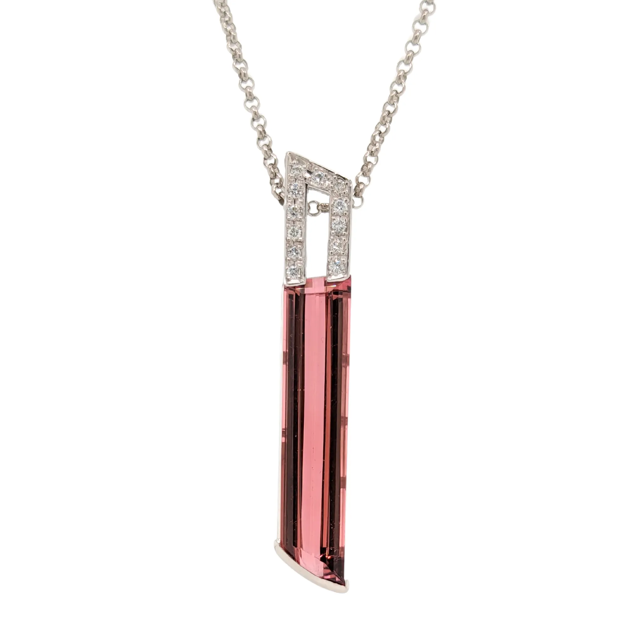 18KT White Gold Pink Tourmaline Lipstick Pendant