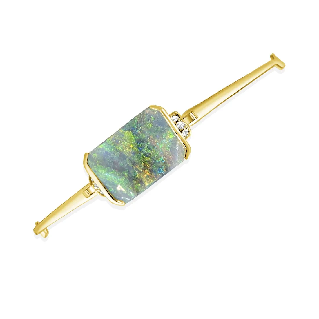 18kt Yellow Gold Black Opal Diamond bangle