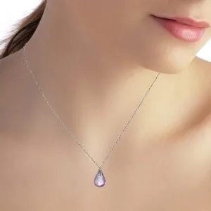 3 Carat 14K Solid White Gold Strive To Be Amethyst Necklace