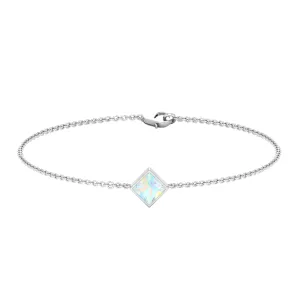 3/4 CT Minimal Princess Cut Ethiopian Opal Solitaire Chain Bracelet