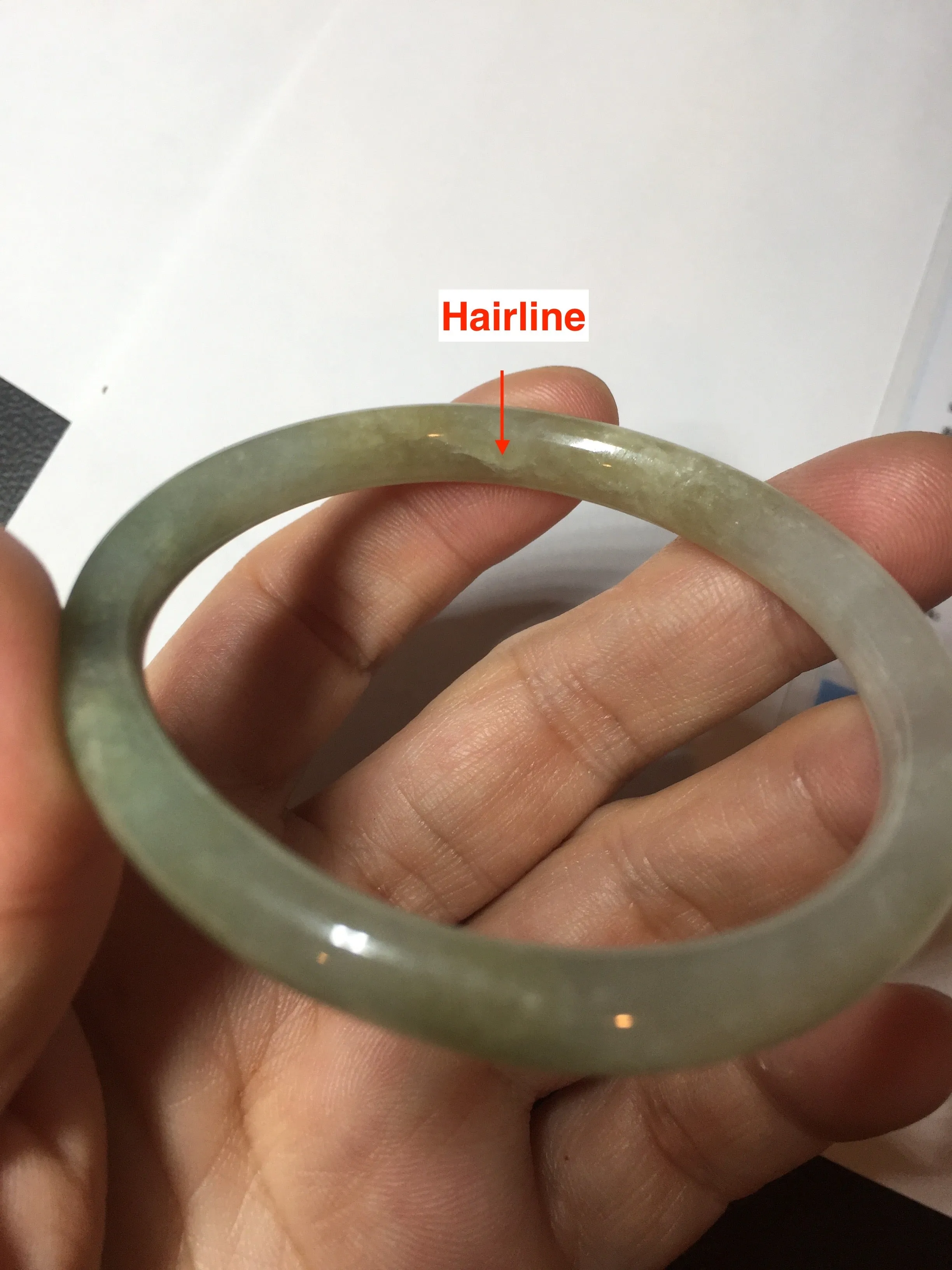 48mm certified 100% natural Type A icy watery green/brown/gray slim oval jadeite jade bangle BL111-9436