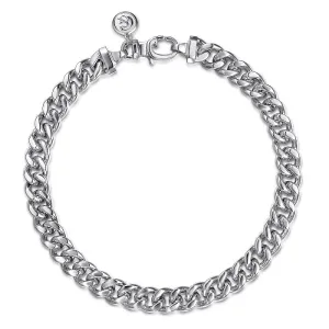 6mm 925 Sterling Silver Solid Mens Link Chain with Diamond Cut Bracelet