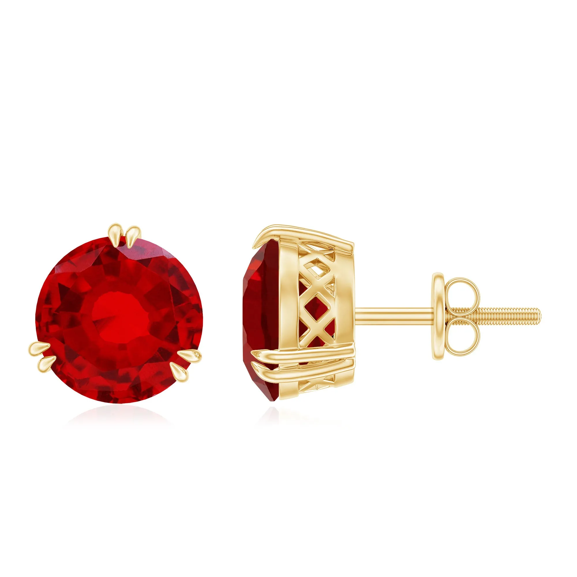 8 MM Lab Created Ruby Solitaire Stud Earrings for Women