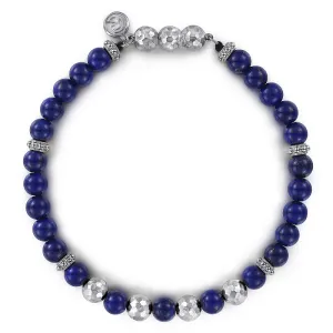 925 Sterling Silver and Lapis Beaded Bracelet