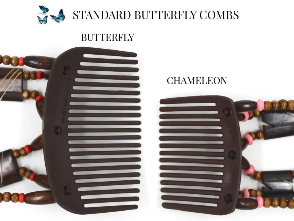 African Butterfly Hair Comb - Dupla Brown 93