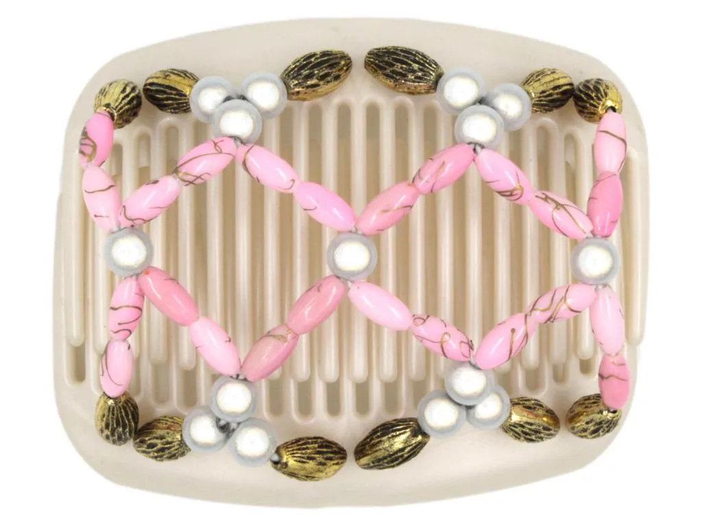 African Butterfly Hair Comb - Ndalena White Pearl 09