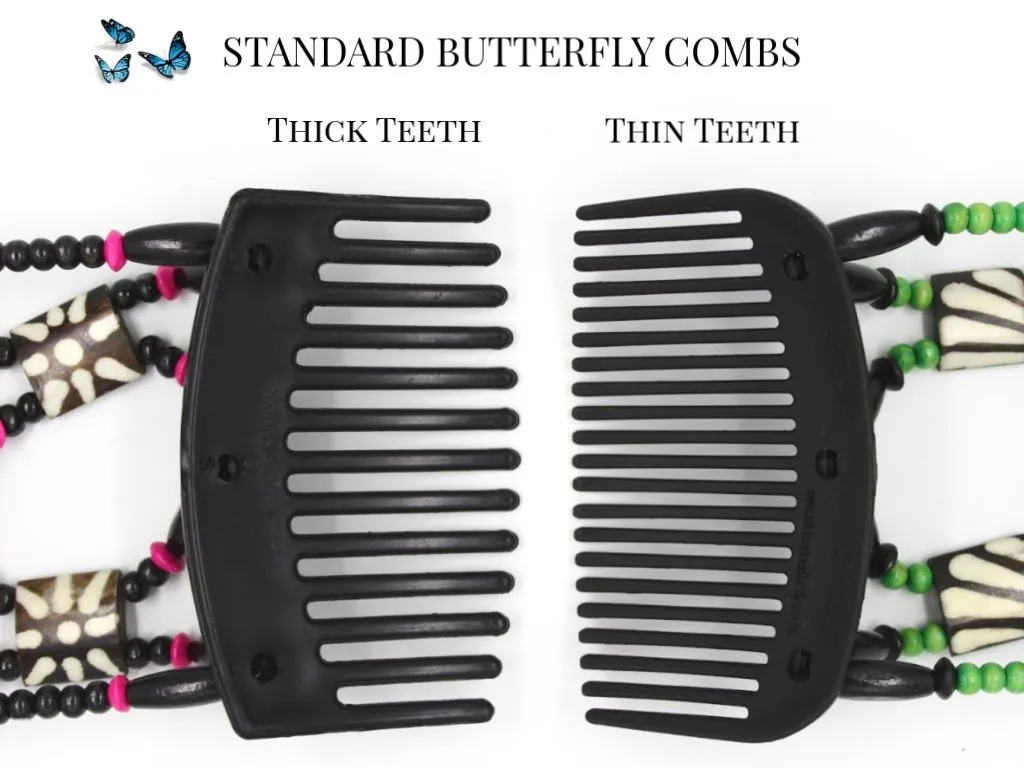 African Butterfly Hair Comb - Stones & Bones Black 70