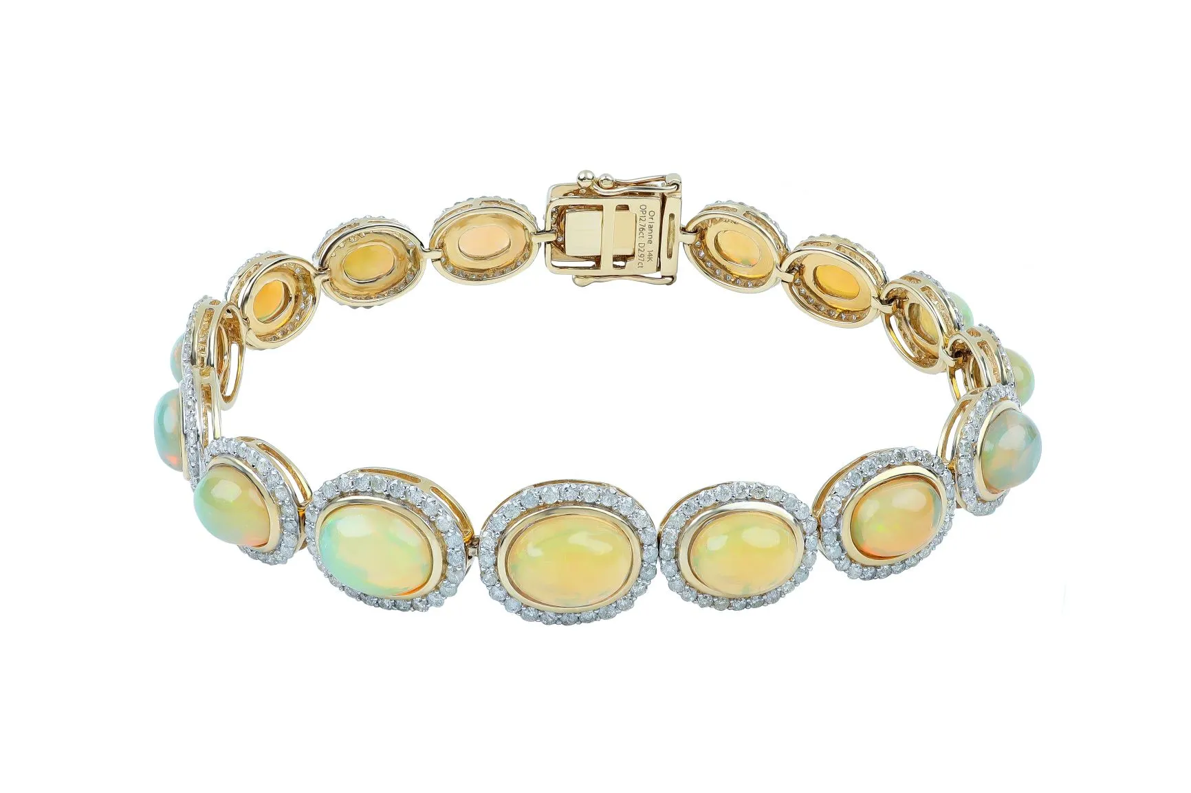 AIG Certified 12 ct Opal and 3 ct Diamond Bracelet