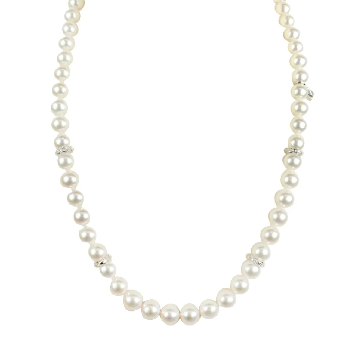 Akoya Cultured Pearl Strand with Diamond Rondelles