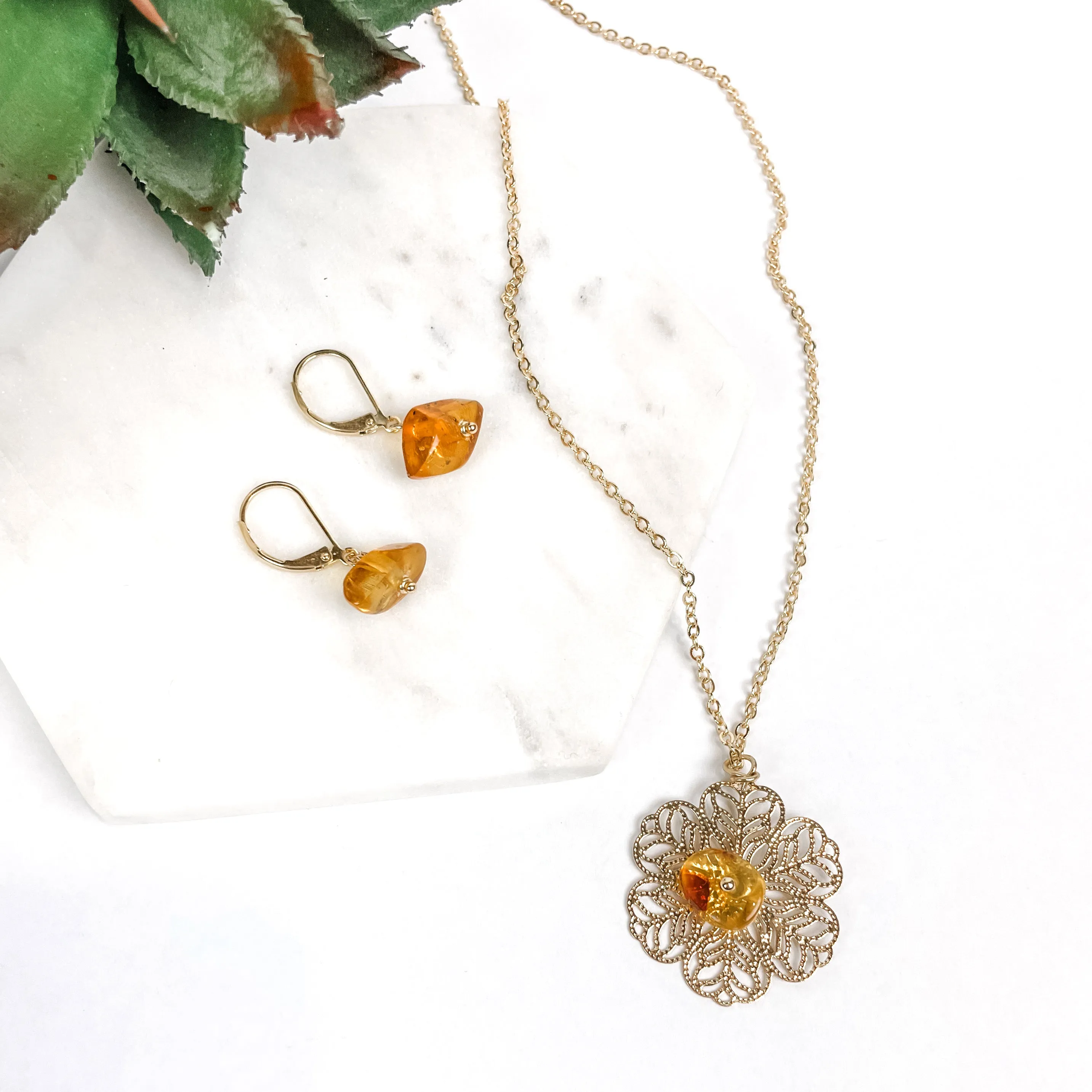 Amber Drop Earrings