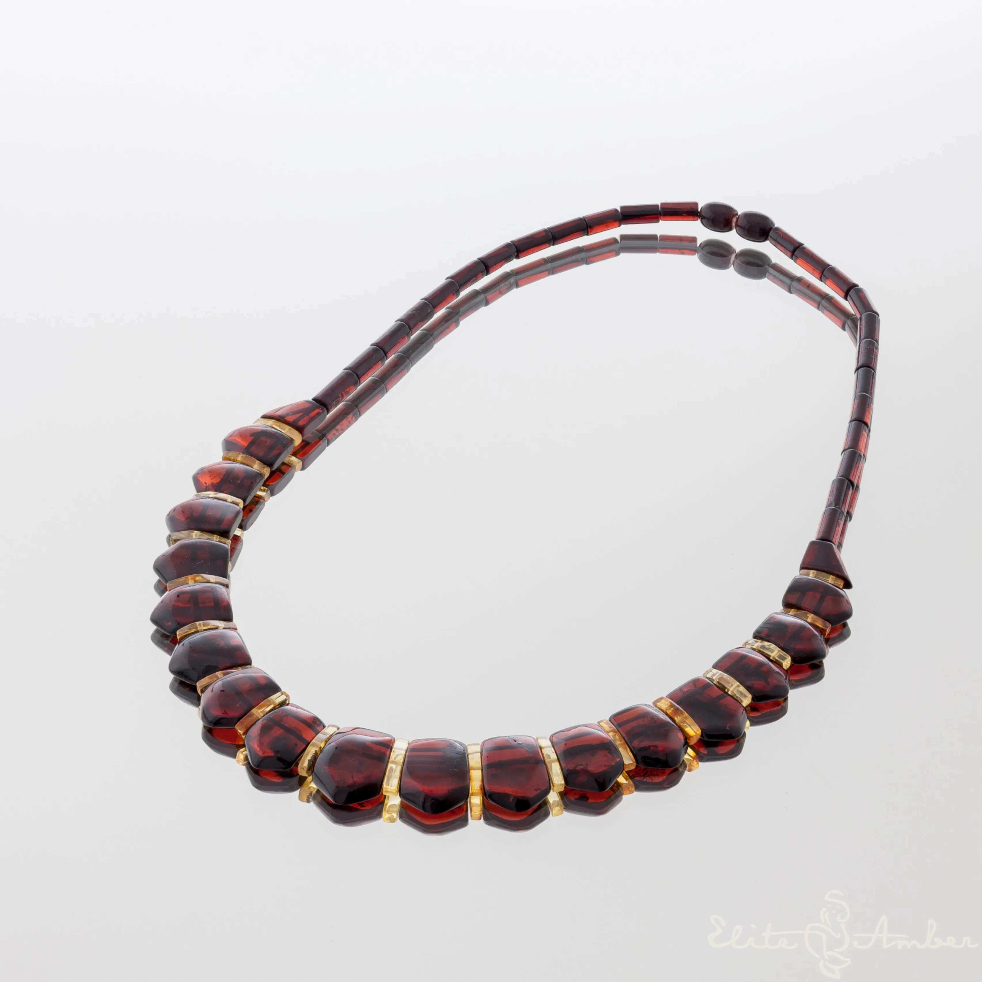 Amber necklace "Cherry pentagon Cleopatra"