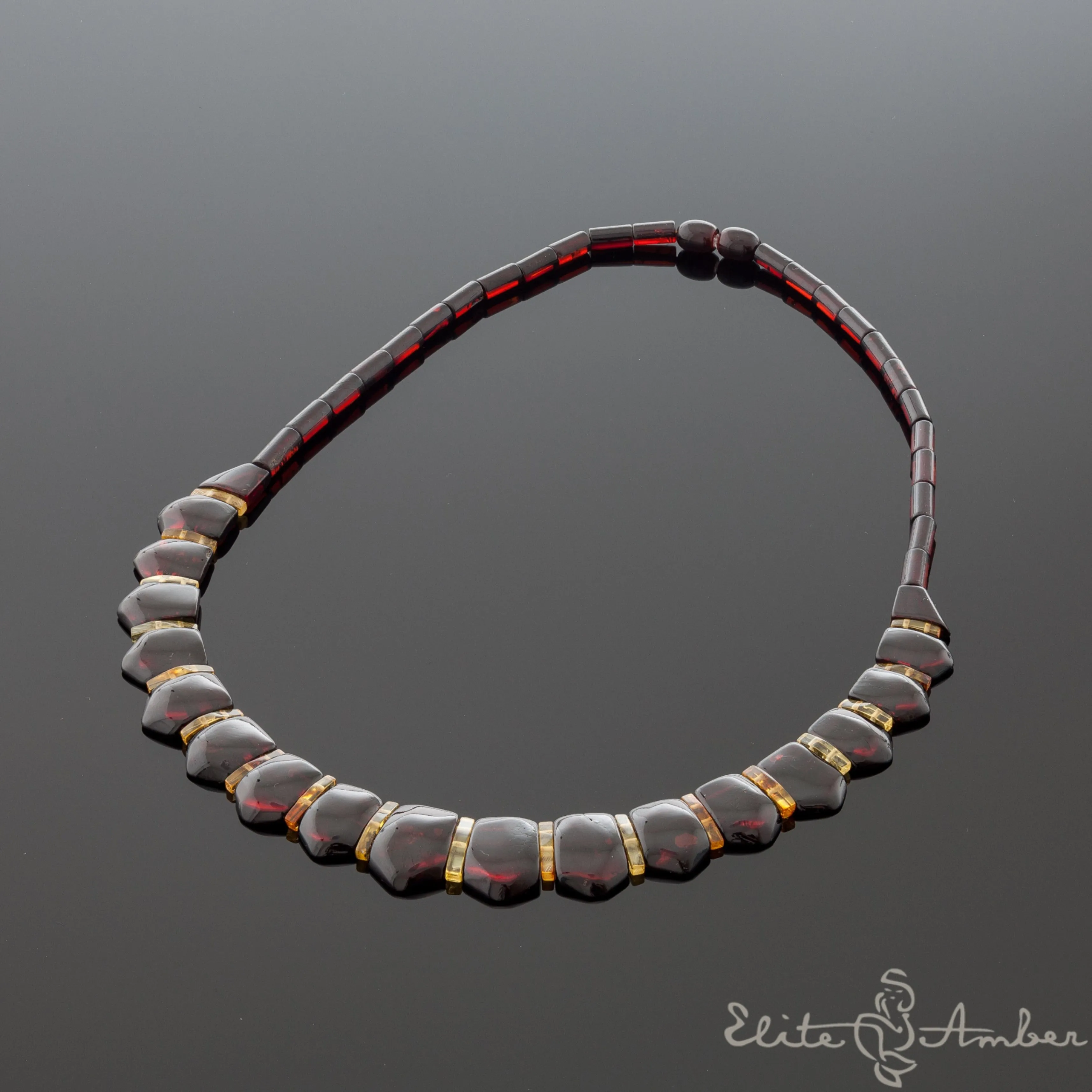 Amber necklace "Cherry pentagon Cleopatra"