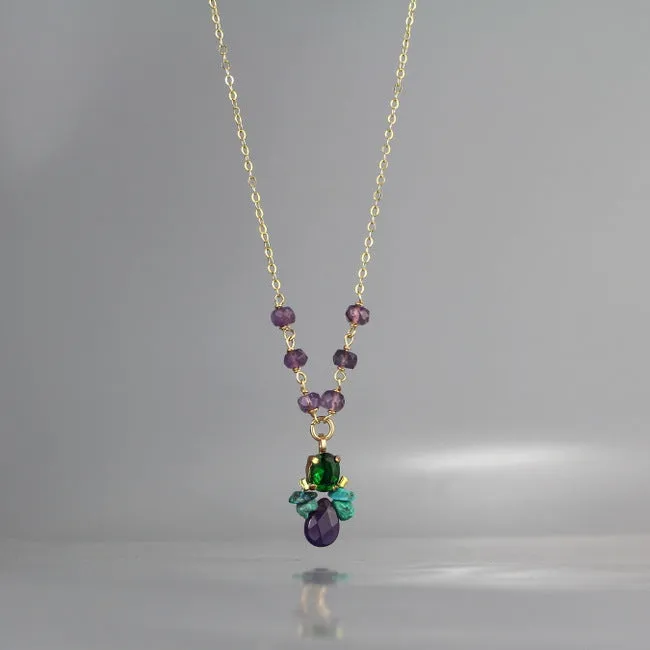 Amethyst Beaded Bee Necklace