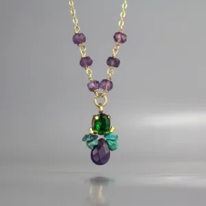 Amethyst Beaded Bee Necklace