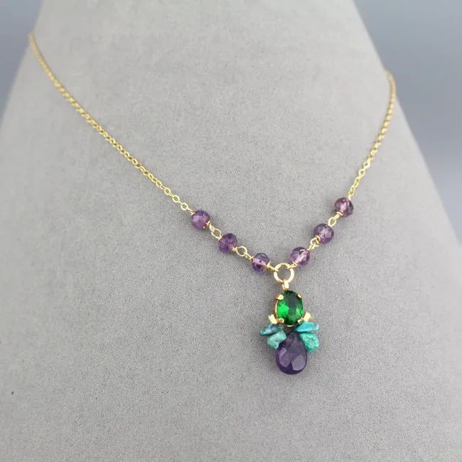 Amethyst Beaded Bee Necklace