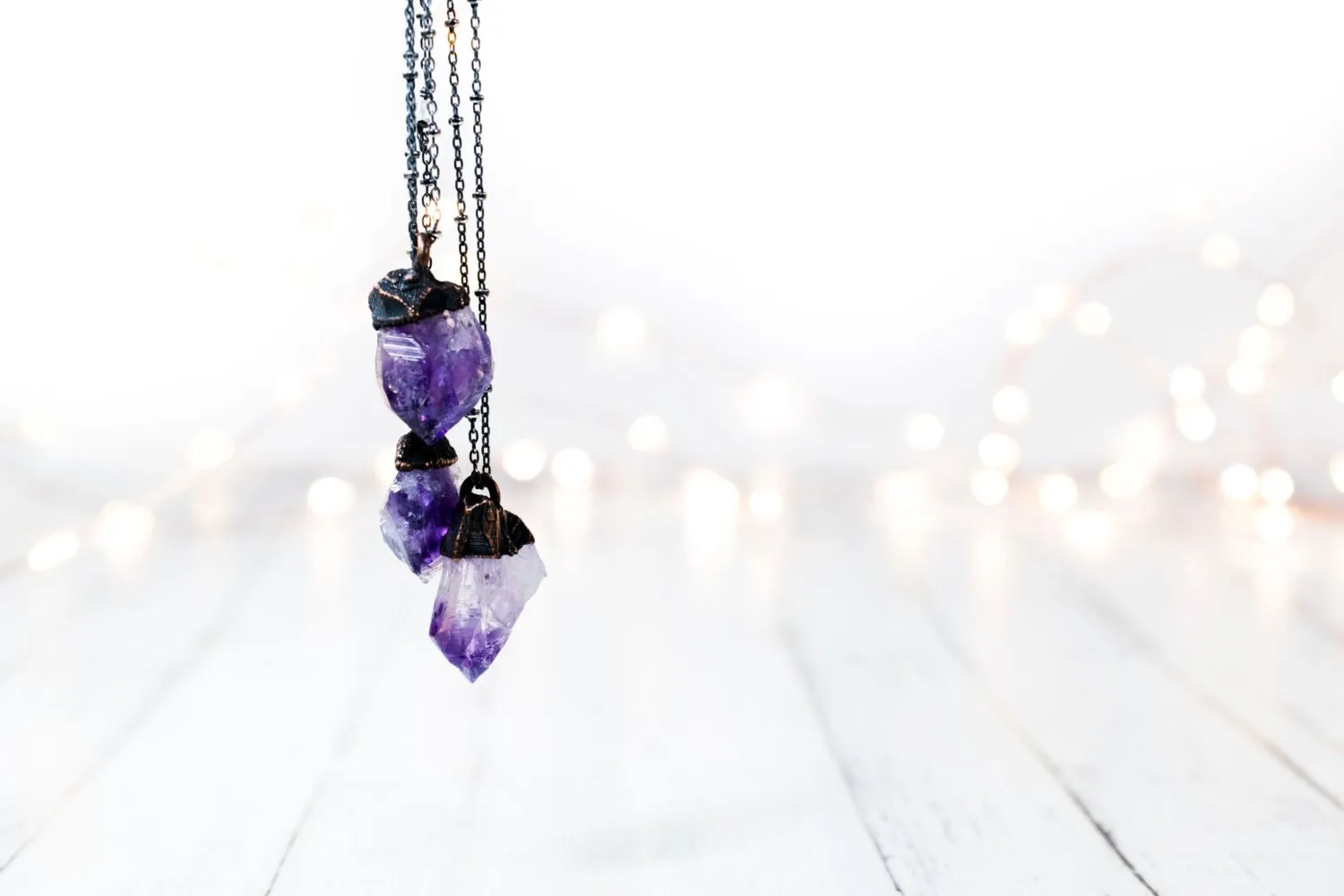 Amethyst crystal necklace | Raw amethyst pendant