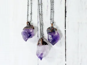 Amethyst crystal necklace | Raw amethyst pendant