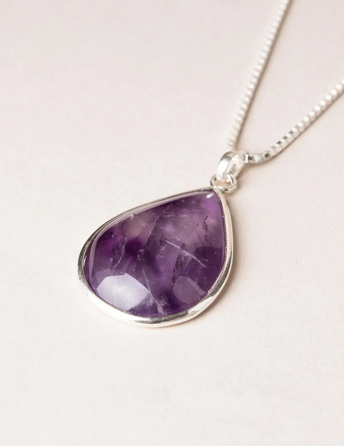 Amethyst Gemstone Teardrop Pendant