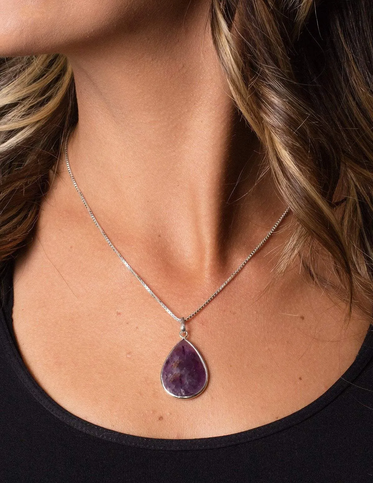 Amethyst Gemstone Teardrop Pendant