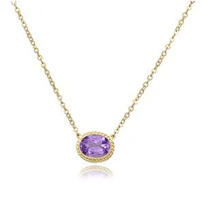 Amethyst Oval & Rope Halo Pendant with Chain