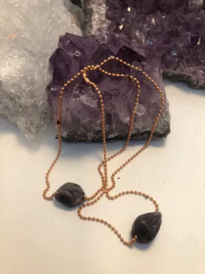 Amethyst Quartz Nugget on Copper Chain Necklace