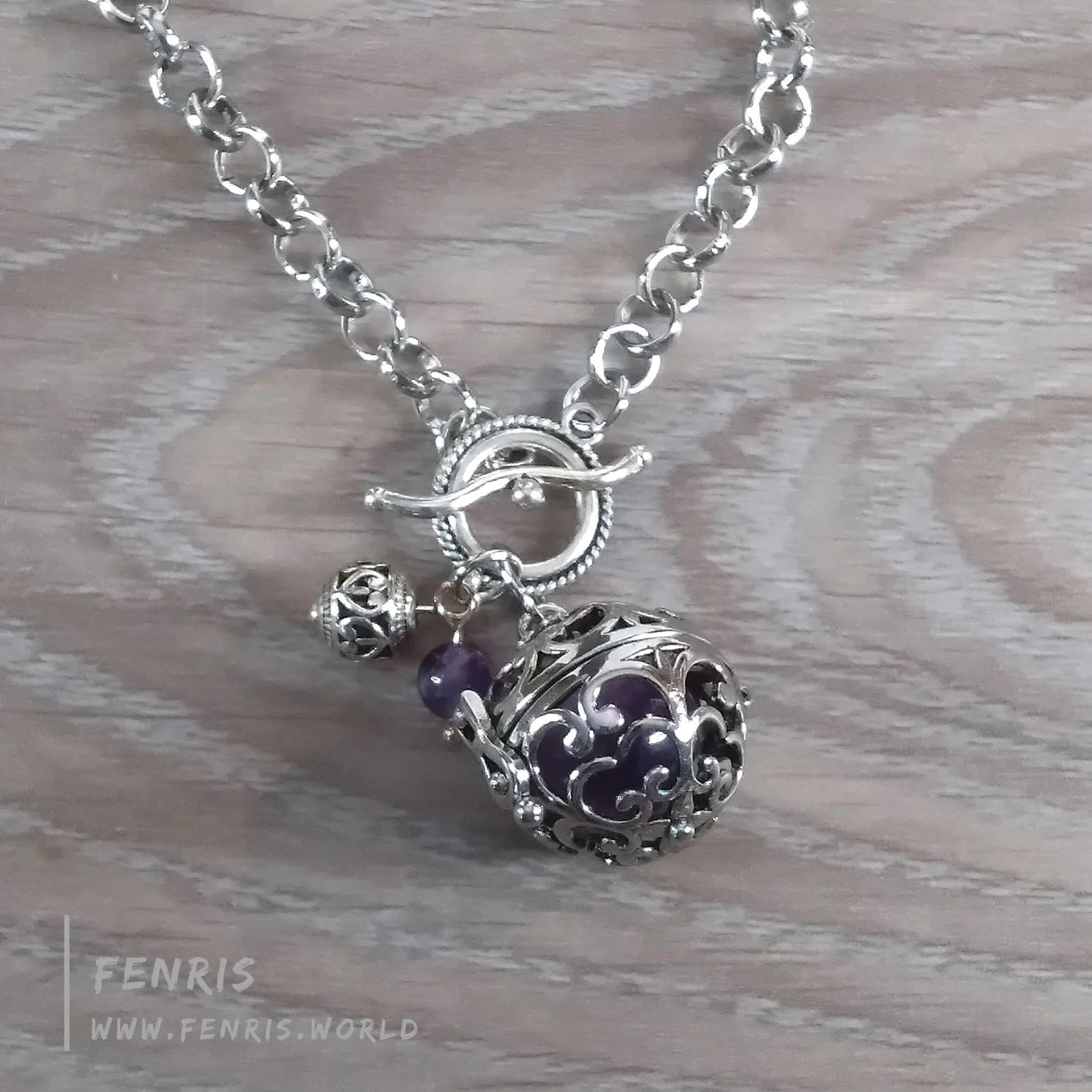 Amethyst Sphere Necklace Silver Locket