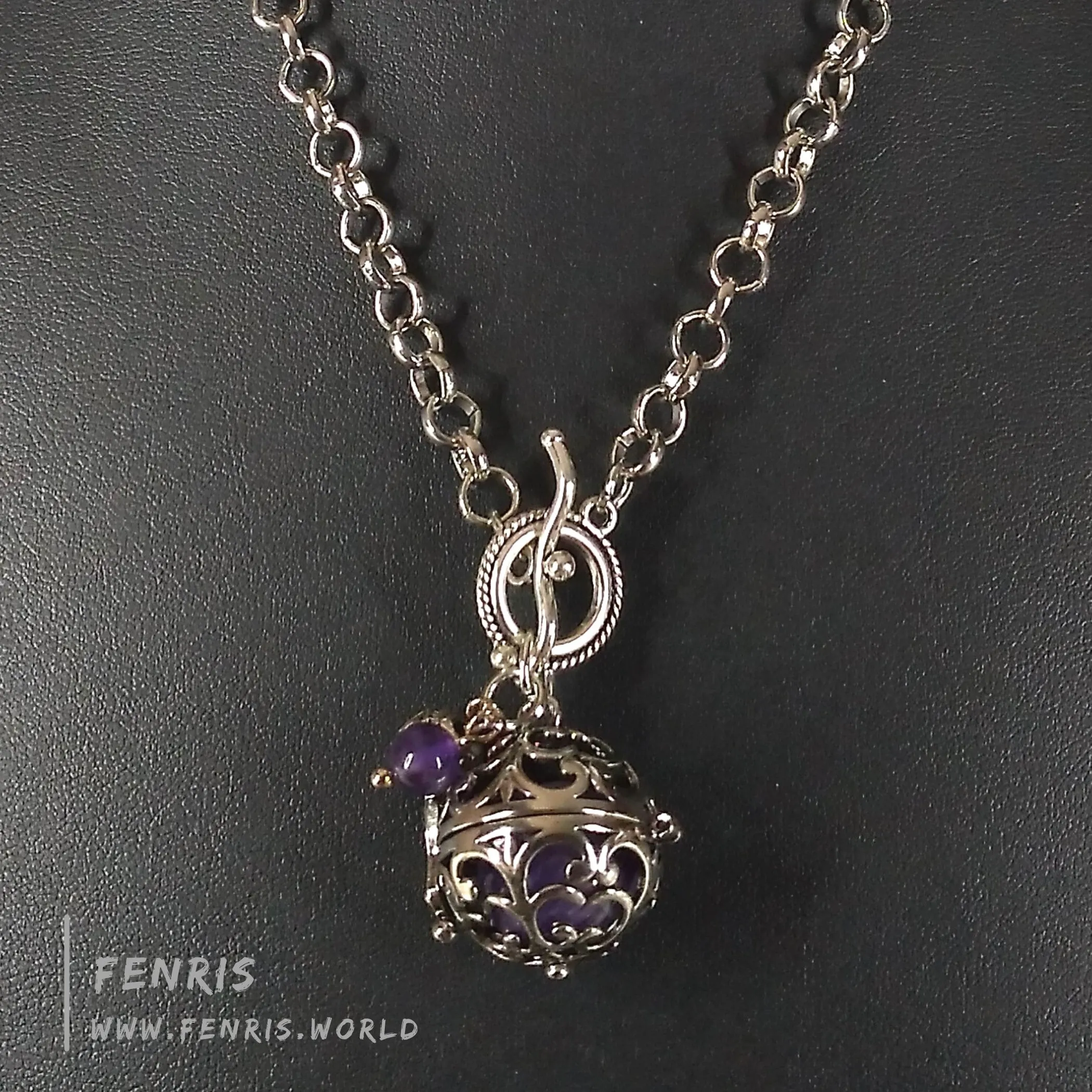 Amethyst Sphere Necklace Silver Locket