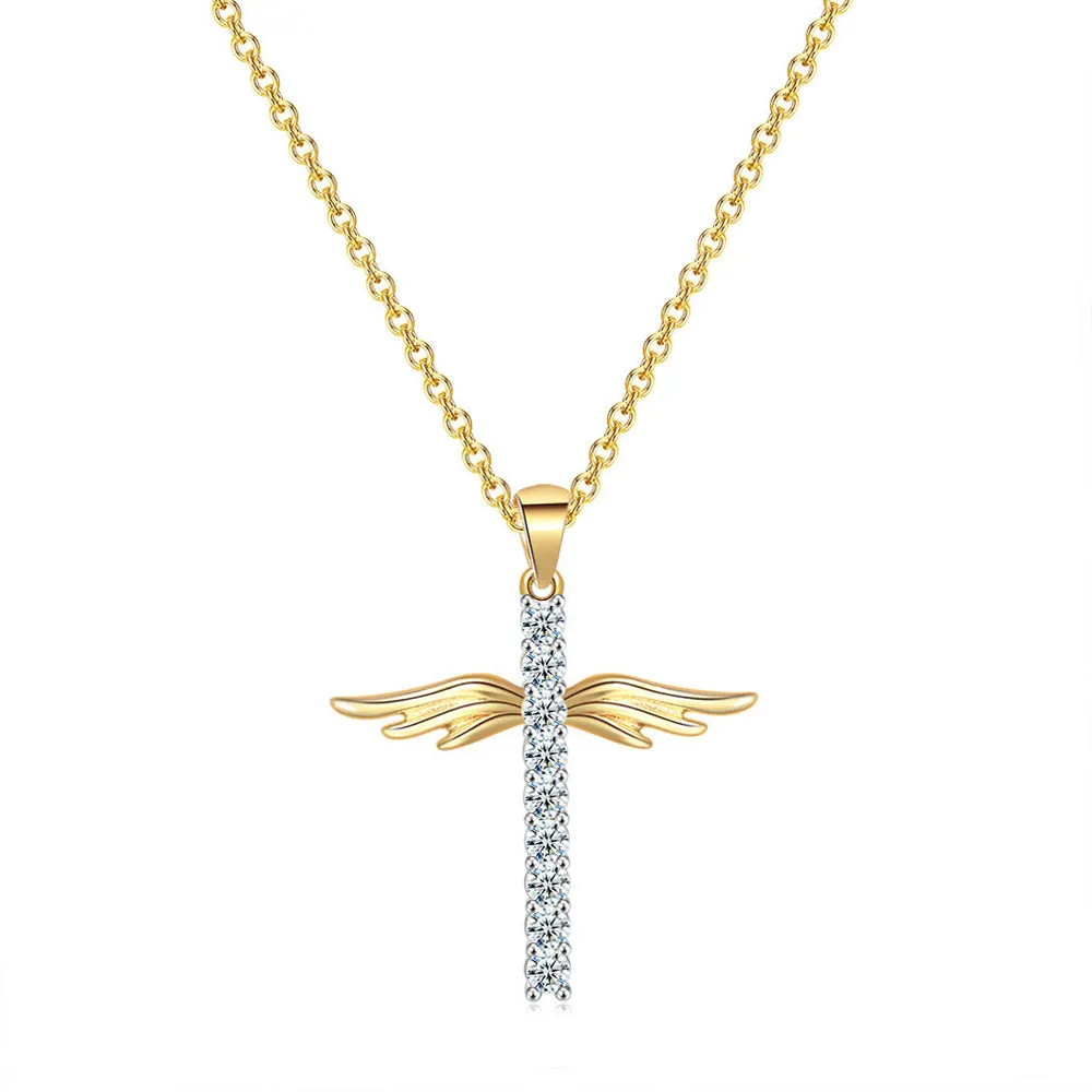 Angel Wings Cross Necklace