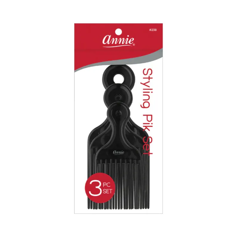 ANNIE Styling Plastic Pik 3 Size Set [Black] #00238