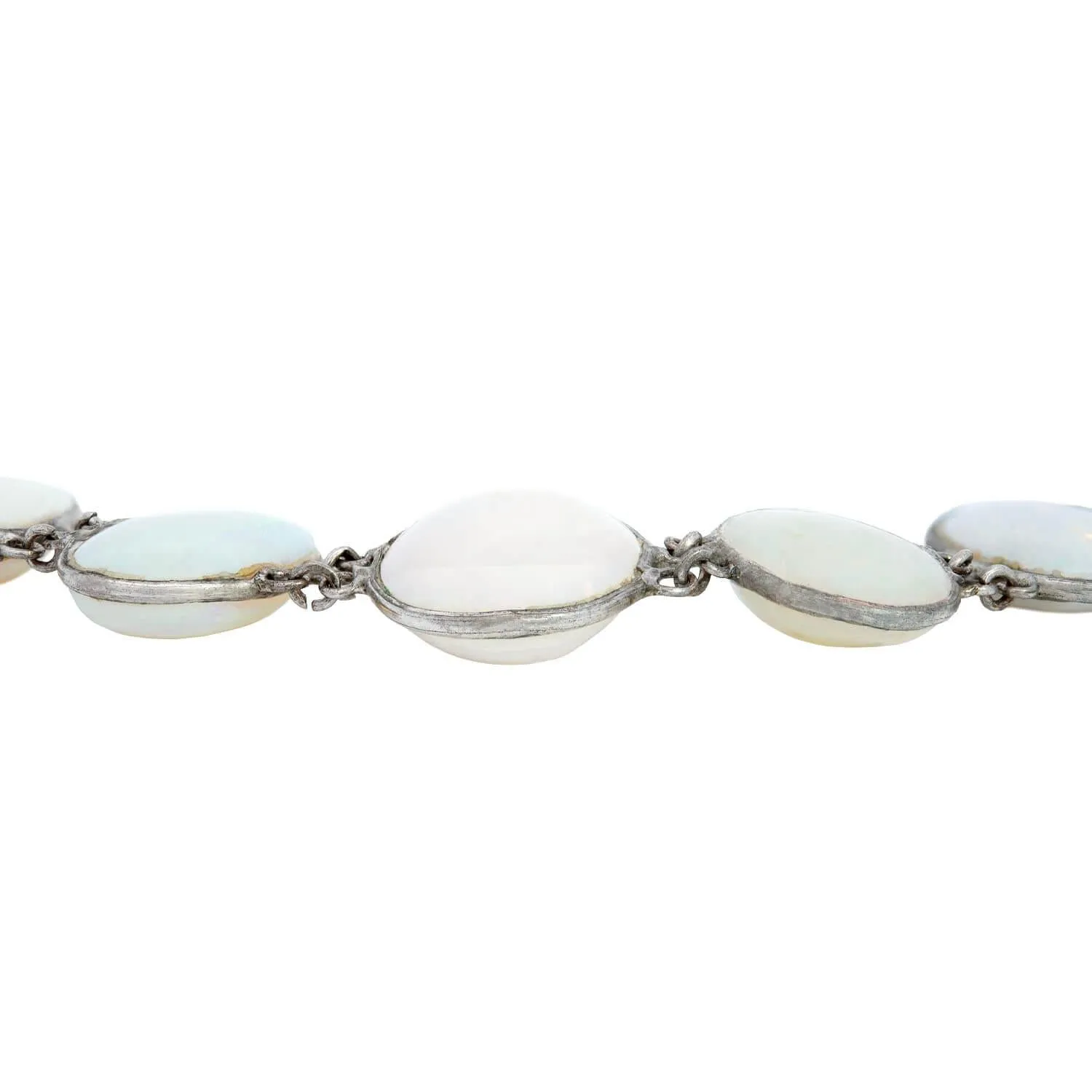 Art Deco Sterling Silver Opal Link Bracelet